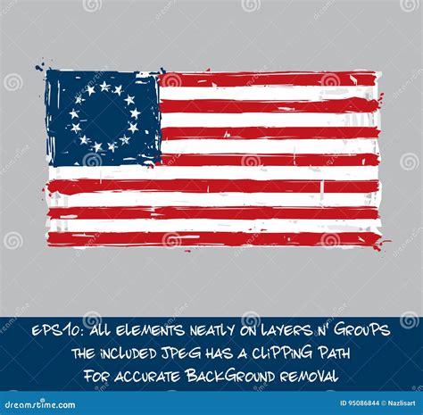 Betsy Ross Flag An Early Design Of United States Flag Black And White ...