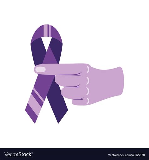 Epilepsy day hand purple ribbon Royalty Free Vector Image