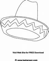 Sombrero Mexican Hat Coloring Page Fiesta Printable sketch template