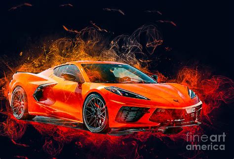 Chevrolet Corvette C8 Orange cars Drawing by Marietta Beatty - Pixels