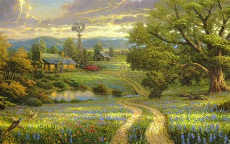 Thomas Kinkade landscape painting | Rate my painting Rating