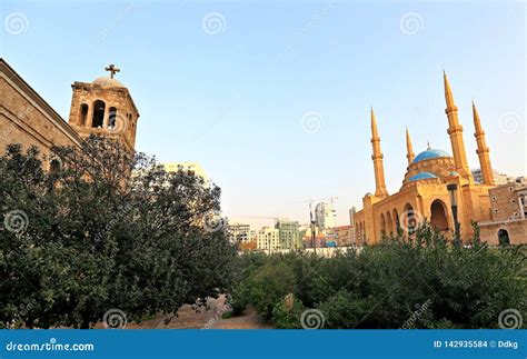 Downtown Beirut Skyline Looking Up Stock Photo - Image of church, lebanese: 142935584