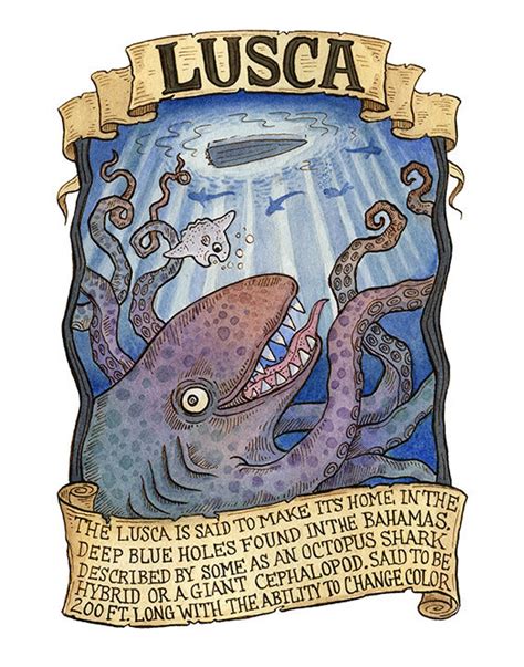 Lusca Sea Monster Cryptozoology Art Print - Etsy