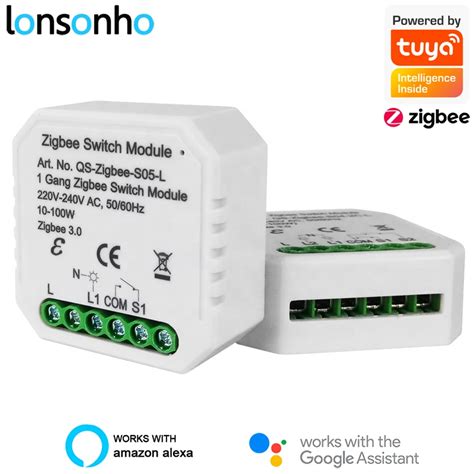 Buy Lonsonho Tuya Zigbee Smart Switch Module No /With Neutral EU 220V 2 ...