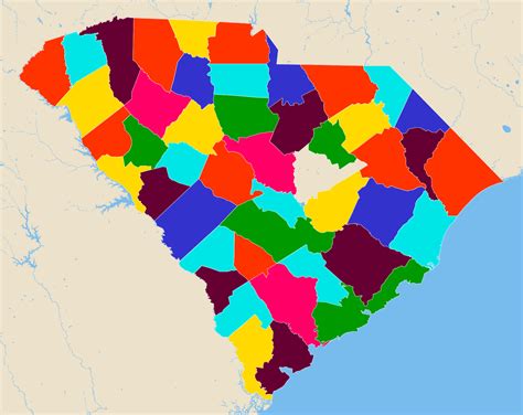 South Carolina County Map With Regions