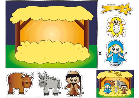 Nativity Scene Simple Paper Craft for Kids | Free Printable Papercraft Templates