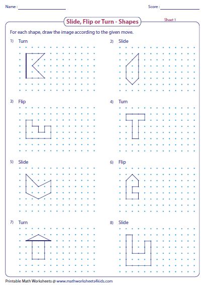 Translation Geometry Worksheets