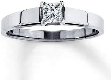 Jared Diamond Solitaire Ring|1/3 carat Princess-cut |14K White Gold ...