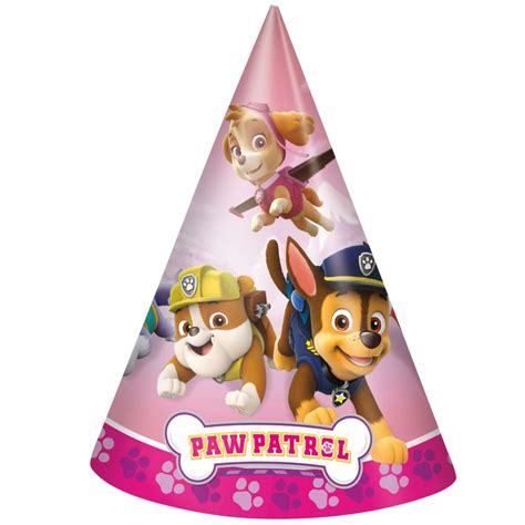 Paw Patrol Girl Party Hats (Pack of 8) | Paw Patrol Girl Party Supplies ...