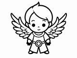 Easy Coloring Guardian Angel Image  Page sketch template