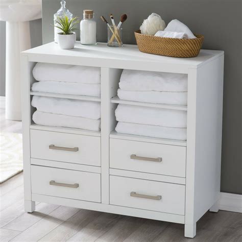 Classic White Freestanding Bathroom Storage Cabinet For Linens ...