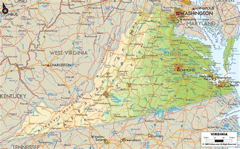 Geographical Map Of Virginia And Virginia Geographical Maps | Virginia Map