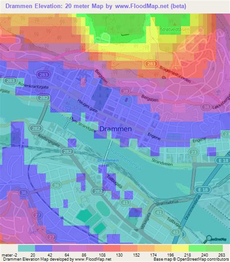 Elevation of Drammen,Norway Elevation Map, Topography, Contour