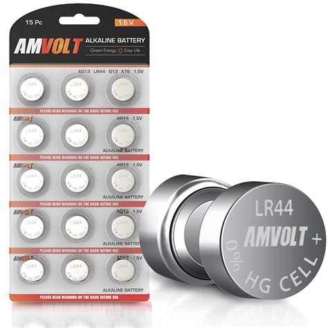 Buy AmVolt- Pack of 15 LR44 Batteries AG13A76 Battery, Premium Alkaline Ultra Power Non ...