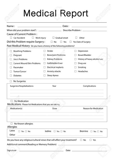 Medical Patient Report Form Record History Information Word Stock Photo, Picture And Royalty ...