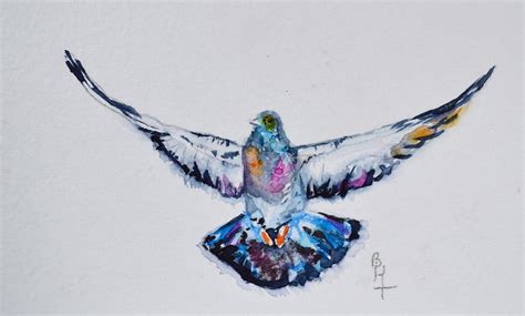 Pigeon In Flight Painting by Beverley Harper Tinsley - Fine Art America