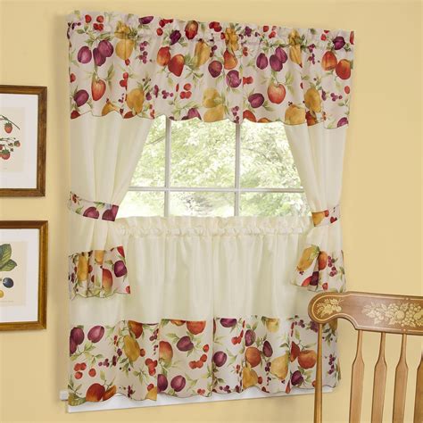 Chesapeake Fruit Kitchen Tier and Valance Set | Cottage curtains, Cool curtains, Curtains