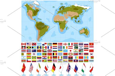 Flags world map vector illustration | Pre-Designed Vector Graphics ...