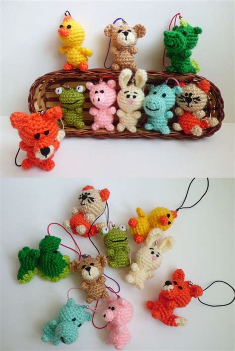 Crochet toys animal keychain Small toys miniature toys fox