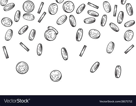 Seamless background with falling coins sketch Vector Image