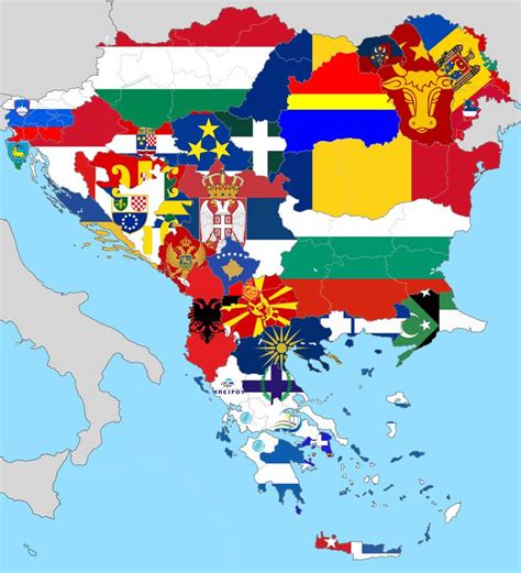 Map of the Balkan Peninsula with regional flags | Geografie, Hintergrund iphone, Flaggen