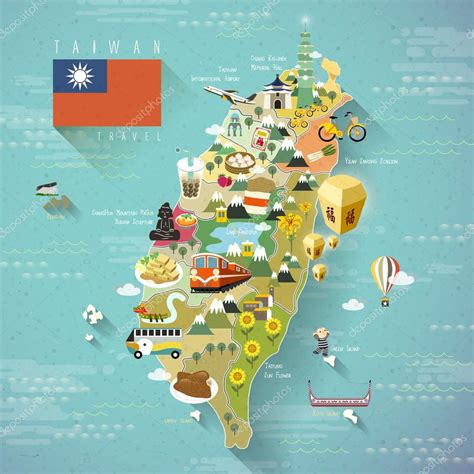 Taiwan travel map Stock Vector by ©kchungtw 91558832