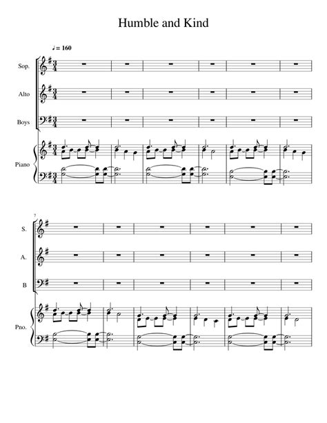 Humble and kind piano Sheet music for Piano (Mixed Quartet) | Musescore.com