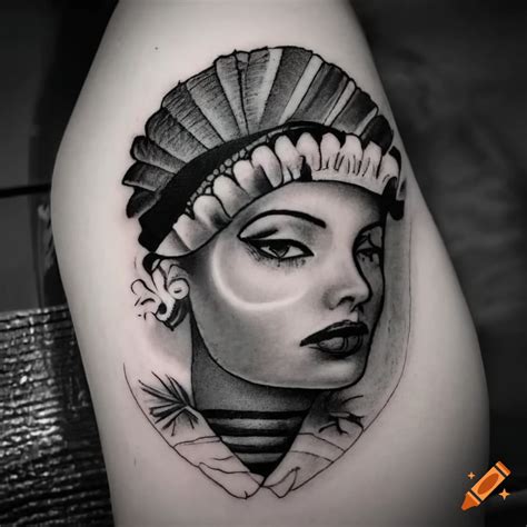 Black and white spanish fan tattoo design on Craiyon