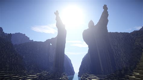 The Argonath in Sunrise | Minecraft Middle Earth