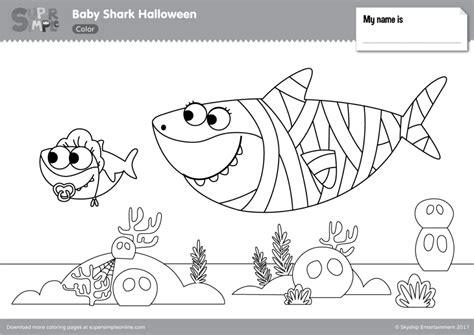 Free Baby Shark Coloring Pages Printable | Shark coloring pages, Halloween coloring pages, Shark ...