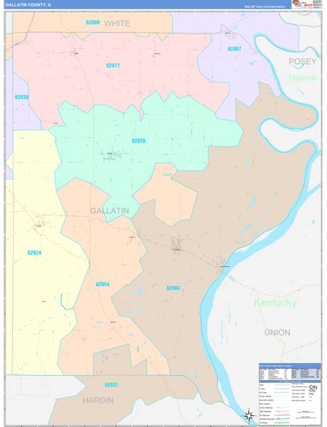 Gallatin County, IL Wall Map Color Cast Style by MarketMAPS