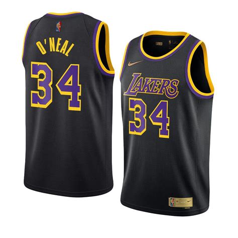 Los Angeles Lakers #34 Shaquille O'Neal Earned Edition Swingman Jersey ...