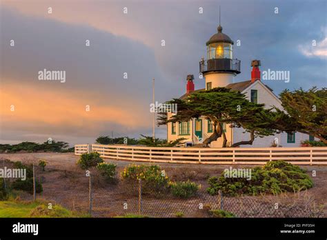 California lighthouse. Point Pinos lighthouse in Pacific Grove, Monterey, California Stock Photo ...