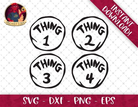 Thing 1 2 3 4 SVG Bundle Svg Eps Dxf Png Format Bundle Silhouette ...