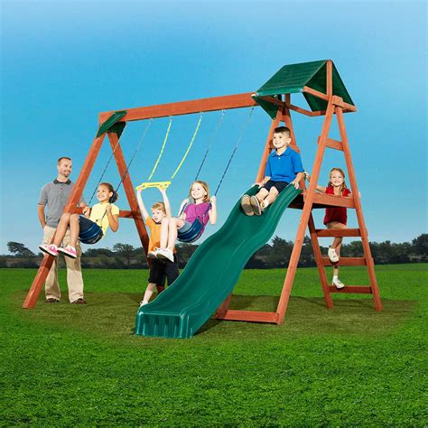 Swing-N-Slide McKinley Ready-to-Assemble Swing Set with Cool Wave Slide ...