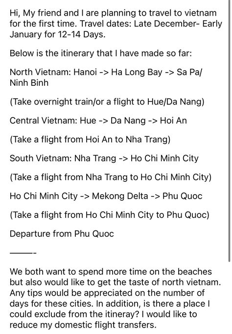 Help: Vietnam Itinerary : r/VietNam