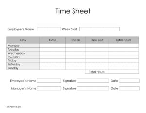 Biweekly Time Card Template | DocTemplates