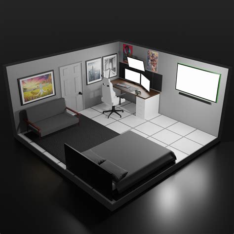 Gaming Room Setup 3D Model