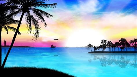 Tropical Island Sunset Wallpaper - WallpaperSafari