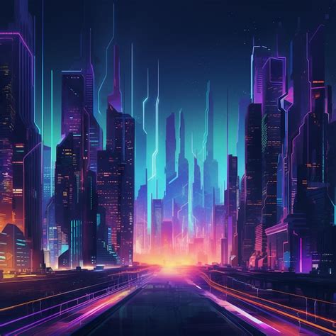 Premium AI Image | Futuristic City at Night with Neon Lights