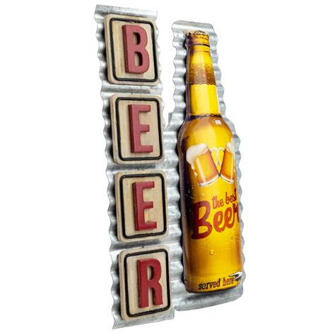 Vintage Metal Beer Signs Tin Retro Wall Wood Iron Plaque 8"x13.5" Inches - Excello Global Brands