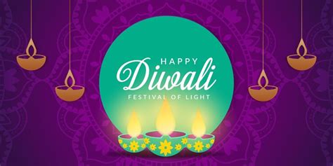 Premium Vector | Happy diwali in purple background and with rangoli ...