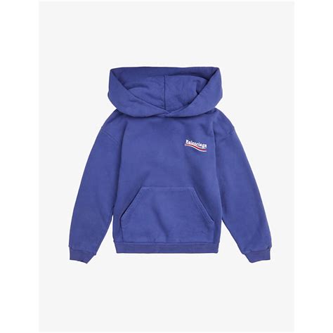 Balenciaga Kids' Political Logo-embroidered Cotton Hoody 4-10 Years In ...