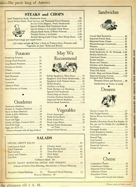 Step back in time: London Chop House's 1940 dinner menu