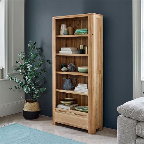 Romsey Natural Solid Oak Tall Bookcase | Oak Furnitureland