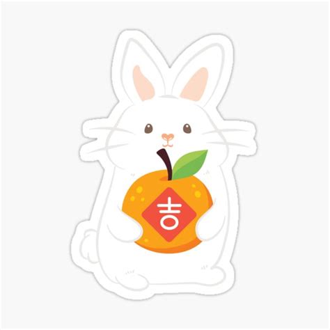 "Year of the Rabbit 2023 - Lucky Orange Rabbit " Sticker for Sale by Lulupainting | Redbubble