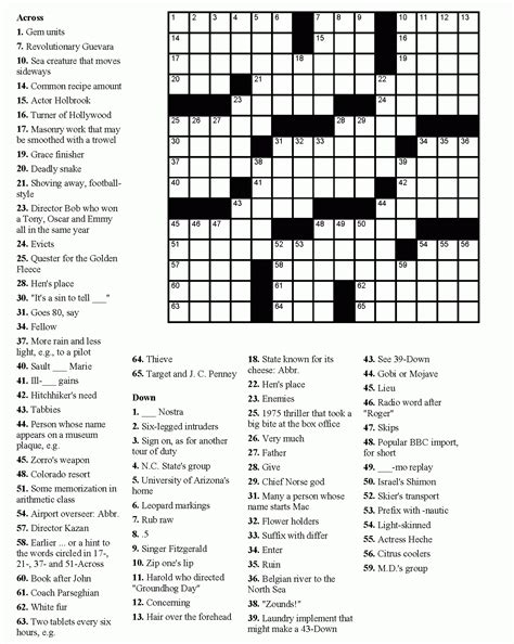 Usa Today Crossword Printable Version | Printable Crossword Puzzles