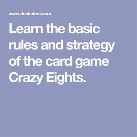 Learn the basic rules and strategy of the card game Crazy Eights. | Crazy eights, Strategy card ...