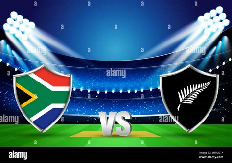 South Africa Vs New Zealand Cricket Match Banner 3D Rendered with ...