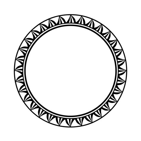 Round Maori geometrical round border frame design. Black and white ...